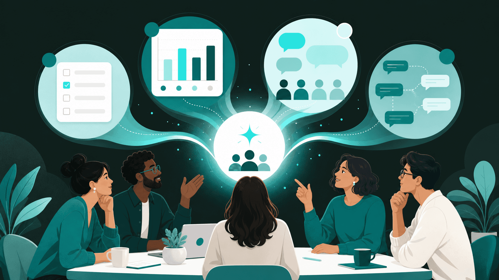 Small-team feedback methods compared across forms, surveys, live prompts, and threaded discussions.